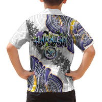 Traditional Art Hawaiian Kakau Tattoos Family Matching Off Shoulder Short Dress and Hawaiian Shirt Graffiti Style LT03 - Polynesian Pride