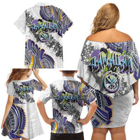 Traditional Art Hawaiian Kakau Tattoos Family Matching Off Shoulder Short Dress and Hawaiian Shirt Graffiti Style - Polynesian Pride