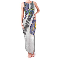 Traditional Art Hawaiian Kakau Tattoos Family Matching Tank Maxi Dress and Hawaiian Shirt Graffiti Style LT03 Mom's Dress White - Polynesian Pride