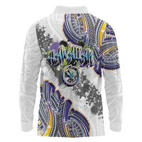 Traditional Art Hawaiian Kakau Tattoos Long Sleeve Polo Shirt Graffiti Style - Polynesian Pride