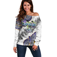 Traditional Art Hawaiian Kakau Tattoos Off Shoulder Sweater Graffiti Style - Polynesian Pride