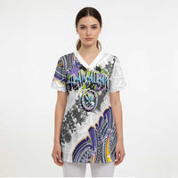 Traditional Art Hawaiian Kakau Tattoos Scrub Top Graffiti Style - Polynesian Pride