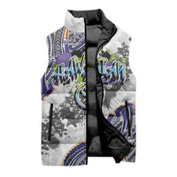 Traditional Art Hawaiian Kakau Tattoos Sleeveless Puffer Jacket Graffiti Style - Polynesian Pride