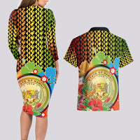Hawaii Womens Day Wahine Couples Matching Long Sleeve Bodycon Dress and Hawaiian Shirt Strong Beautiful Woman with Kakau Style LT03 - Polynesian Pride
