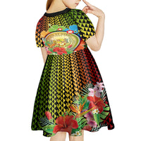 Hawaii Womens Day Wahine Kid Short Sleeve Dress Strong Beautiful Woman with Kakau Style LT03 - Polynesian Pride