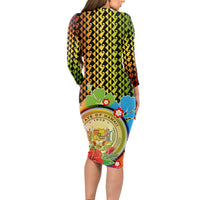 Hawaii Womens Day Wahine Long Sleeve Bodycon Dress Strong Beautiful Woman with Kakau Style LT03 - Polynesian Pride