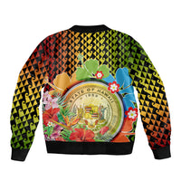 Hawaii Womens Day Wahine Sleeve Zip Bomber Jacket Strong Beautiful Woman with Kakau Style LT03 - Polynesian Pride