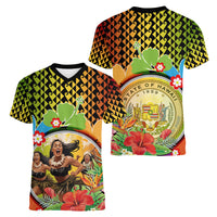 Hawaii Womens Day Wahine Women V Neck T Shirt Strong Beautiful Woman with Kakau Style LT03 - Polynesian Pride