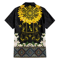 Flores de Mayo and Filipino Fiesta Family Matching Long Sleeve Bodycon Dress and Hawaiian Shirt The Sun-Jasmine and Polynesian Yakan Tattoo Barong Style LT03 - Polynesian Pride