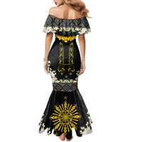 Flores de Mayo and Filipino Fiesta Family Matching Mermaid Dress and Hawaiian Shirt The Sun-Jasmine and Polynesian Yakan Tattoo Barong Style LT03 - Polynesian Pride