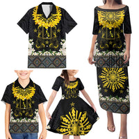 Flores de Mayo and Filipino Fiesta Family Matching Puletasi and Hawaiian Shirt The Sun-Jasmine and Polynesian Yakan Tattoo Barong Style LT03 - Polynesian Pride