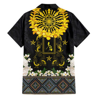 Flores de Mayo and Filipino Fiesta Family Matching Short Sleeve Bodycon Dress and Hawaiian Shirt The Sun-Jasmine and Polynesian Yakan Tattoo Barong Style LT03 - Polynesian Pride