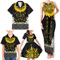 Flores de Mayo and Filipino Fiesta Family Matching Tank Maxi Dress and Hawaiian Shirt The Sun-Jasmine and Polynesian Yakan Tattoo Barong Style LT03 - Polynesian Pride