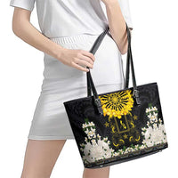 Flores de Mayo and Filipino Fiesta Leather Tote Bag The Sun-Jasmine and Polynesian Yakan Tattoo Barong Style LT03 - Polynesian Pride