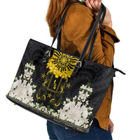 Flores de Mayo and Filipino Fiesta Leather Tote Bag The Sun-Jasmine and Polynesian Yakan Tattoo Barong Style LT03 - Polynesian Pride