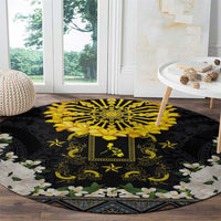 Flores de Mayo and Filipino Fiesta Round Carpet The Sun-Jasmine and Polynesian Yakan Tattoo Barong Style