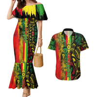Aotearoa Reggae Couples Matching Mermaid Dress and Hawaiian Shirt Maori Reggae-One Love LT03 Reggae - Polynesian Pride