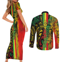 Aotearoa Reggae Couples Matching Short Sleeve Bodycon Dress and Long Sleeve Button Shirt Maori Reggae-One Love LT03 - Polynesian Pride