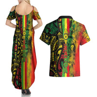 Aotearoa Reggae Couples Matching Summer Maxi Dress and Hawaiian Shirt Maori Reggae-One Love LT03 - Polynesian Pride
