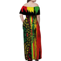 Aotearoa Reggae Family Matching Off Shoulder Maxi Dress and Hawaiian Shirt Maori Reggae-One Love LT03 - Polynesian Pride
