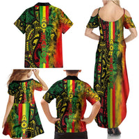 Aotearoa Reggae Family Matching Summer Maxi Dress and Hawaiian Shirt Maori Reggae-One Love LT03 - Polynesian Pride