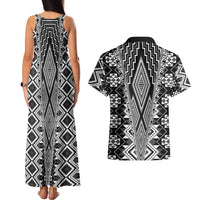 Aotearoa Tukutuku and Poutama Motif Classic Couples Matching Tank Maxi Dress and Hawaiian Shirt LT03 - Polynesian Pride