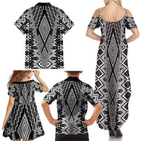 Aotearoa Tukutuku and Poutama Motif Classic Family Matching Summer Maxi Dress and Hawaiian Shirt LT03 - Polynesian Pride