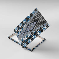 Blue Aotearoa Tukutuku and Poutama Motif Canvas Wall Art