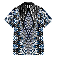 Blue Aotearoa Tukutuku and Poutama Motif Family Matching Summer Maxi Dress and Hawaiian Shirt LT03 - Polynesian Pride