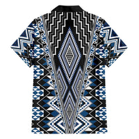 Blue Aotearoa Tukutuku and Poutama Motif Hawaiian Shirt