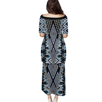 Blue Aotearoa Tukutuku and Poutama Motif Puletasi