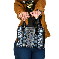 Blue Aotearoa Tukutuku and Poutama Motif Shoulder Handbag LT03 One Size Blue - Polynesian Pride