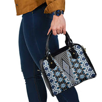 Blue Aotearoa Tukutuku and Poutama Motif Shoulder Handbag LT03 - Polynesian Pride