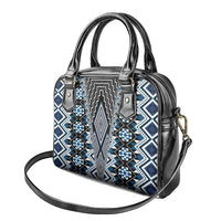 Blue Aotearoa Tukutuku and Poutama Motif Shoulder Handbag LT03 - Polynesian Pride