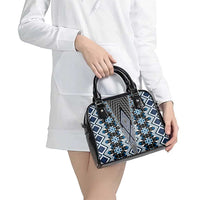Blue Aotearoa Tukutuku and Poutama Motif Shoulder Handbag LT03 - Polynesian Pride