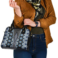 Blue Aotearoa Tukutuku and Poutama Motif Shoulder Handbag LT03 - Polynesian Pride