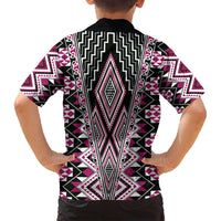 Pink Aotearoa Tukutuku and Poutama Motif Family Matching Summer Maxi Dress and Hawaiian Shirt LT03 - Polynesian Pride
