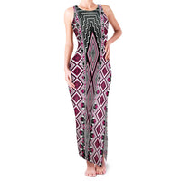 Pink Aotearoa Tukutuku and Poutama Motif Family Matching Tank Maxi Dress and Hawaiian Shirt LT03 Mom's Dress Pink - Polynesian Pride