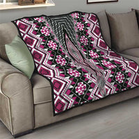 Pink Aotearoa Tukutuku and Poutama Motif Quilt