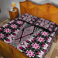 Pink Aotearoa Tukutuku and Poutama Motif Quilt Bed Set