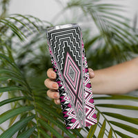 Pink Aotearoa Tukutuku and Poutama Motif Skinny Tumbler LT03 - Polynesian Pride