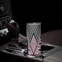 Pink Aotearoa Tukutuku and Poutama Motif Skinny Tumbler LT03 - Polynesian Pride