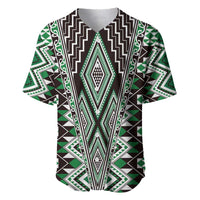 Green Aotearoa Tukutuku and Poutama Motif Baseball Jersey LT03 Green - Polynesian Pride