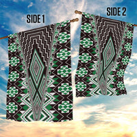 Green Aotearoa Tukutuku and Poutama Motif Garden Flag