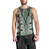 Green Aotearoa Tukutuku and Poutama Motif Men Tank Top