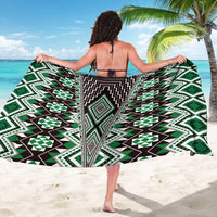 Green Aotearoa Tukutuku and Poutama Motif Sarong