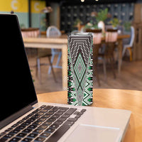 Green Aotearoa Tukutuku and Poutama Motif Skinny Tumbler LT03 - Polynesian Pride