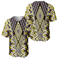 Yellow Aotearoa Tukutuku and Poutama Motif Baseball Jersey LT03 - Polynesian Pride