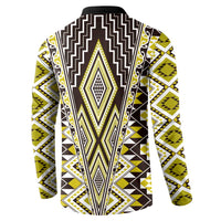 Yellow Aotearoa Tukutuku and Poutama Motif Button Sweatshirt LT03 - Polynesian Pride