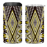 Yellow Aotearoa Tukutuku and Poutama Motif 4 in 1 Can Cooler Tumbler LT03 One Size: 16 oz Yellow - Polynesian Pride